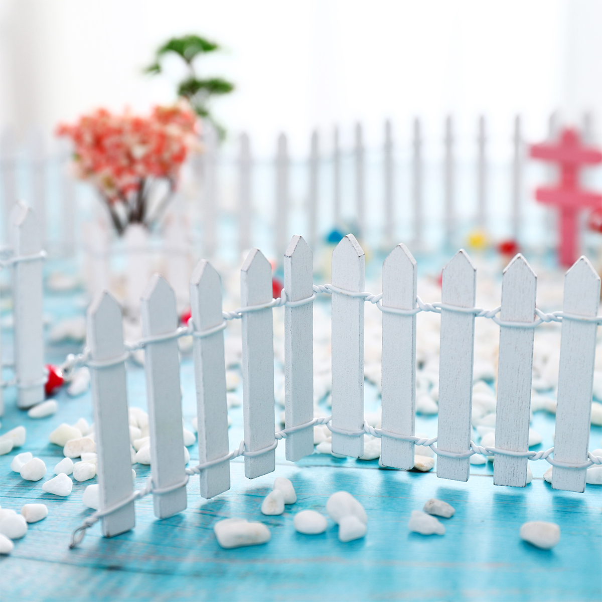 1 Pc Wood Fence Portable Picket Fence Mini House Miniature Fence for Home Garden Patio