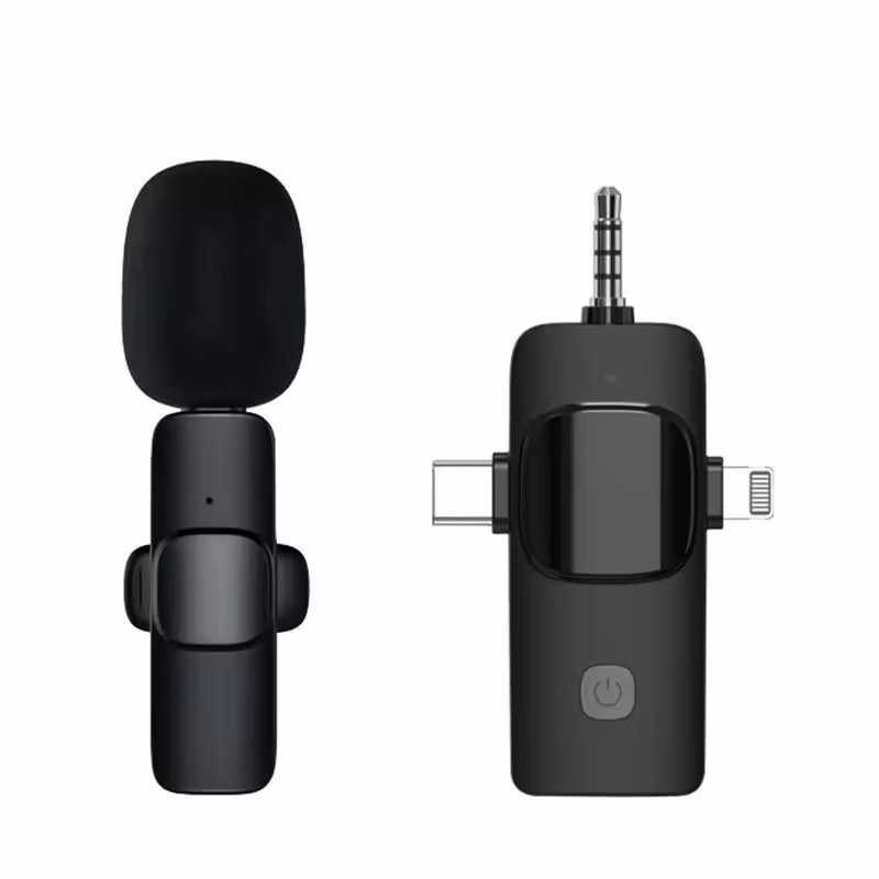 3 in 1 Wireless Microphone for iPhone Android Wireless Lavalier Microphone Noise Canceling Lapel Mic for Interview Video Podcast: green
