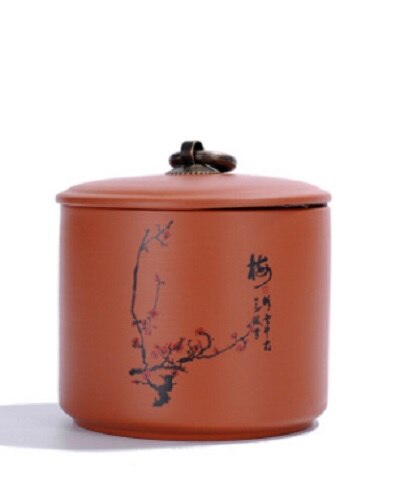 purple tea canister ceramic trumpet tea packing box sealing jar: A