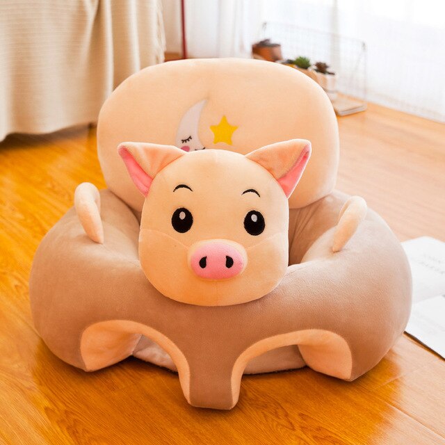 Asiento de cojín bonito para niños, sofá cómodo para aprender a sentarse, silla segura para niños, hada de Las Flores, Rana, príncipe, niño y niña: khaki pig