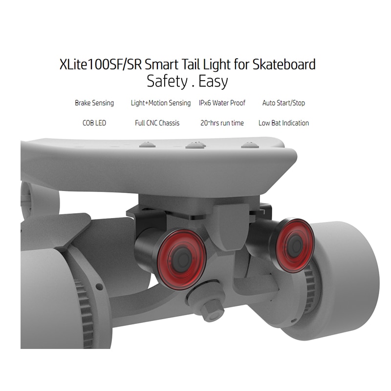 Skateboard Xlite100 Licht Waarschuwing Led-verlichting Waterdichte Usb Oplaadbare Night Waarschuwing Lamp 2 Stuks Voor Longboard Elektrische Scooter