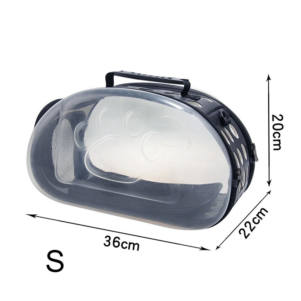 Dog Cat Portable Folding Transparent Handbag Carrier Shoulder Travel Carry Bag: black / L