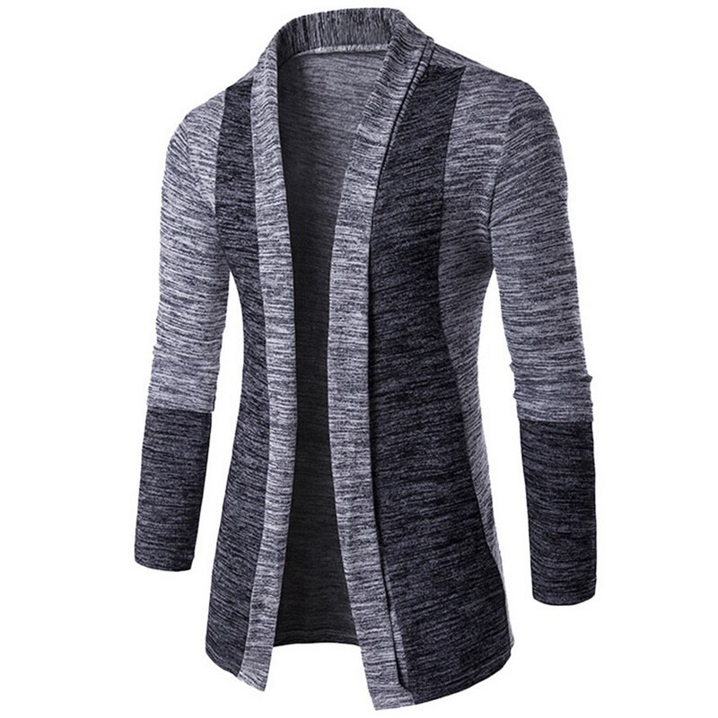 Patchwork strik efterårs cardigan sweater herre streetwear herre sweatere afslappet slim strikket cardigan vinter sweater: Lysegrå / Asiatisk størrelse m