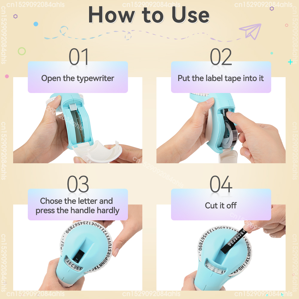 3D Embossing Label Printer B90 Manual Typewriter Handheld 3D Embossing Labeller Similar as Dymo 12965 Label Maker or 5PK Labels