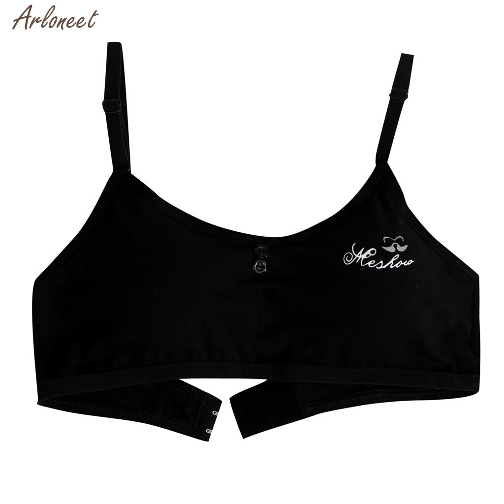 Girl Bra Kids Girls Underwear Adjustable Bra Vest Children Underclothes Undies Clothes Girls Outfits Cotton: Black