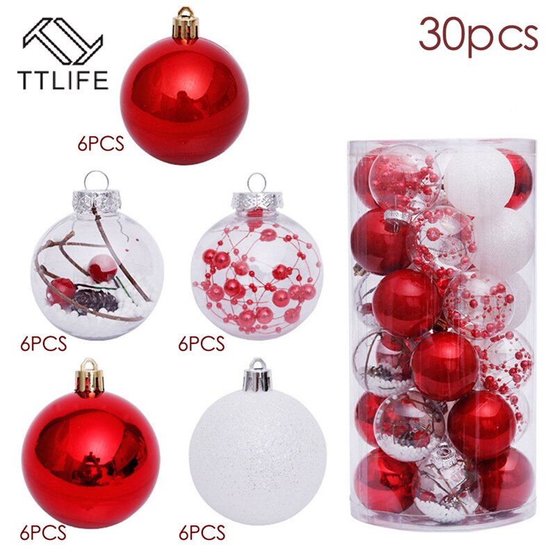 TTLIFE 100 Pieces Christmas Ball Ornaments Xmas Tree Ball Bauble Hanging Home Colorful Party Ornament Festival Decor Solid Box