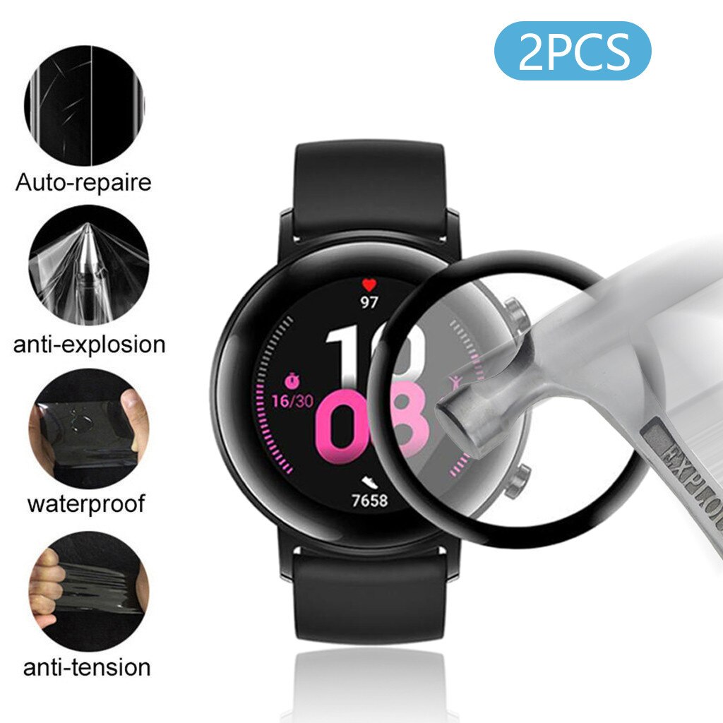 2PCS PET Screen Protector for Huawei GT 2 Watch huaway huavey GT2 Protective Film 3D Curved Full Cover Bubble Free Anti-Scratch