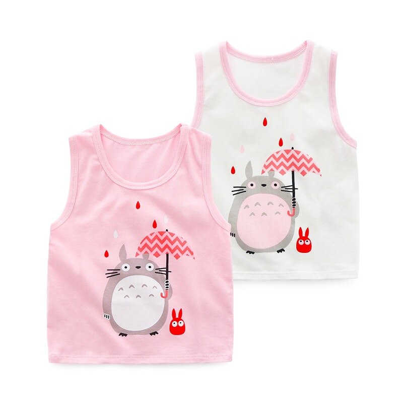 3 stk/parti gutter tank top baby bomull vest for gutter jenter tegneserie trykt ermeløse tank topper bomull undertøy barne vest klær