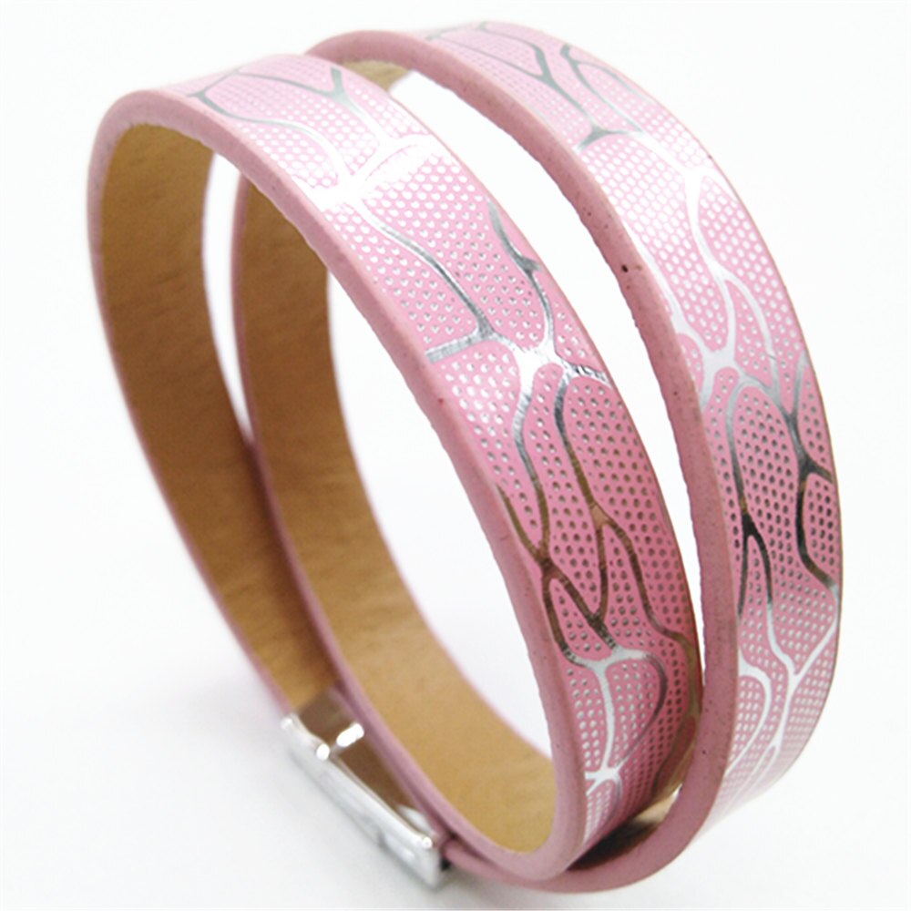 Roze Multilayer Blauw Meisje Trendy Neon Manchet Bangle Leer Vrouwen Armbanden Vrouwelijke Sieraden Party