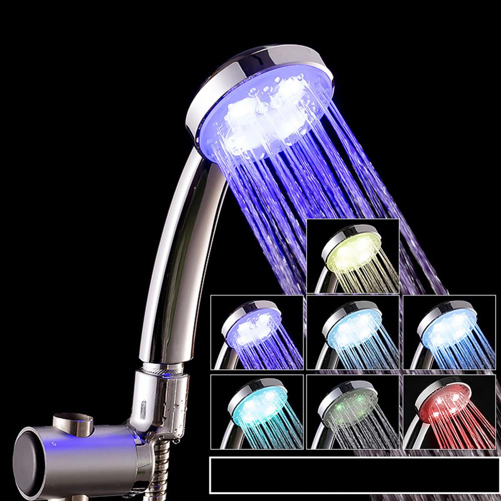 1/2" Color Changing LED Shower Head High Pressure LED Battery-free Illuminated Shower Temperature Controlled Handheld Shower Hea