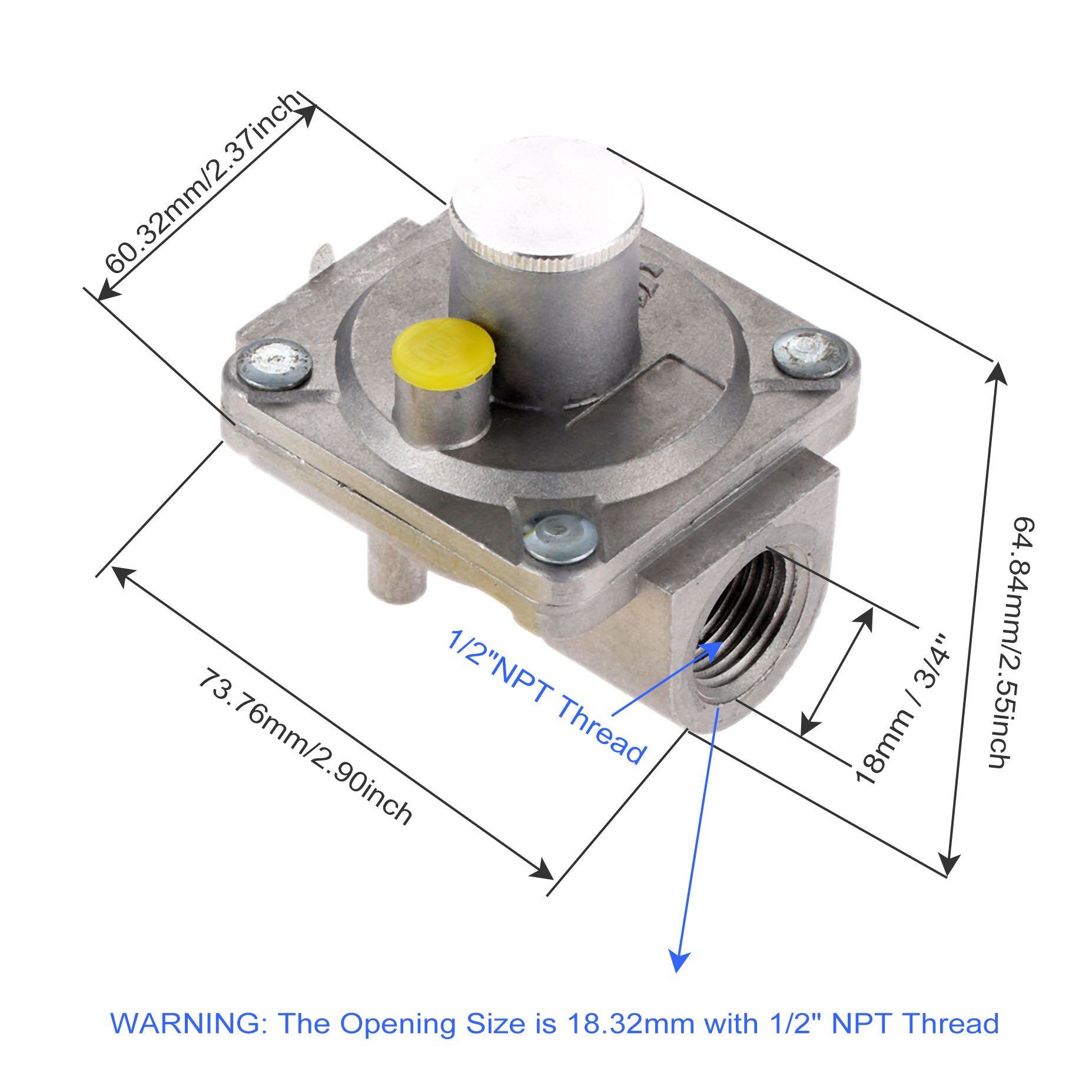 1set 1/2" NPT Natural Gas Low Pressure Regulator 5" Water Column Range High BTU Regulators with 1Pc Gas Line Pipe Thread Tape