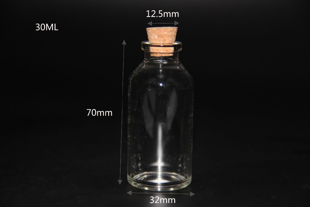 3 st 12/15/20/23/25/30/35/50/60/80/110ml glasflaskor med kork hantverk flaskor burkar bröllop tomma burkar behållare flaskor: 32 x 70mm 30ml
