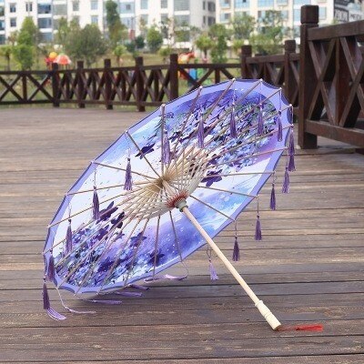 Seide Regenschirm regen frauen Tanz Stütze Cheongsam Geölt Papier Dach sonnenschirm guarda chuva paraguas mujer Hanfu quaste regenschirm: UM