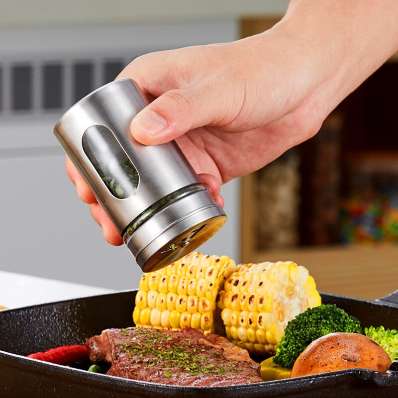 Krydderiglas Sett i Rustfritt Stål & glass - salt, pepper, Tannpirker - Allsidig Bruk