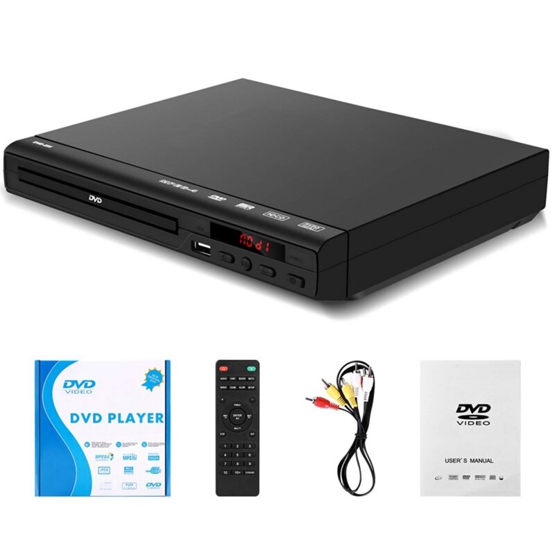 Dvd Speler Voor Tv, alle Regio Gratis Dvd Cd Discs Player Av-uitgang Ingebouwde Pal/Ntsc, Usb-ingang, afstandsbediening