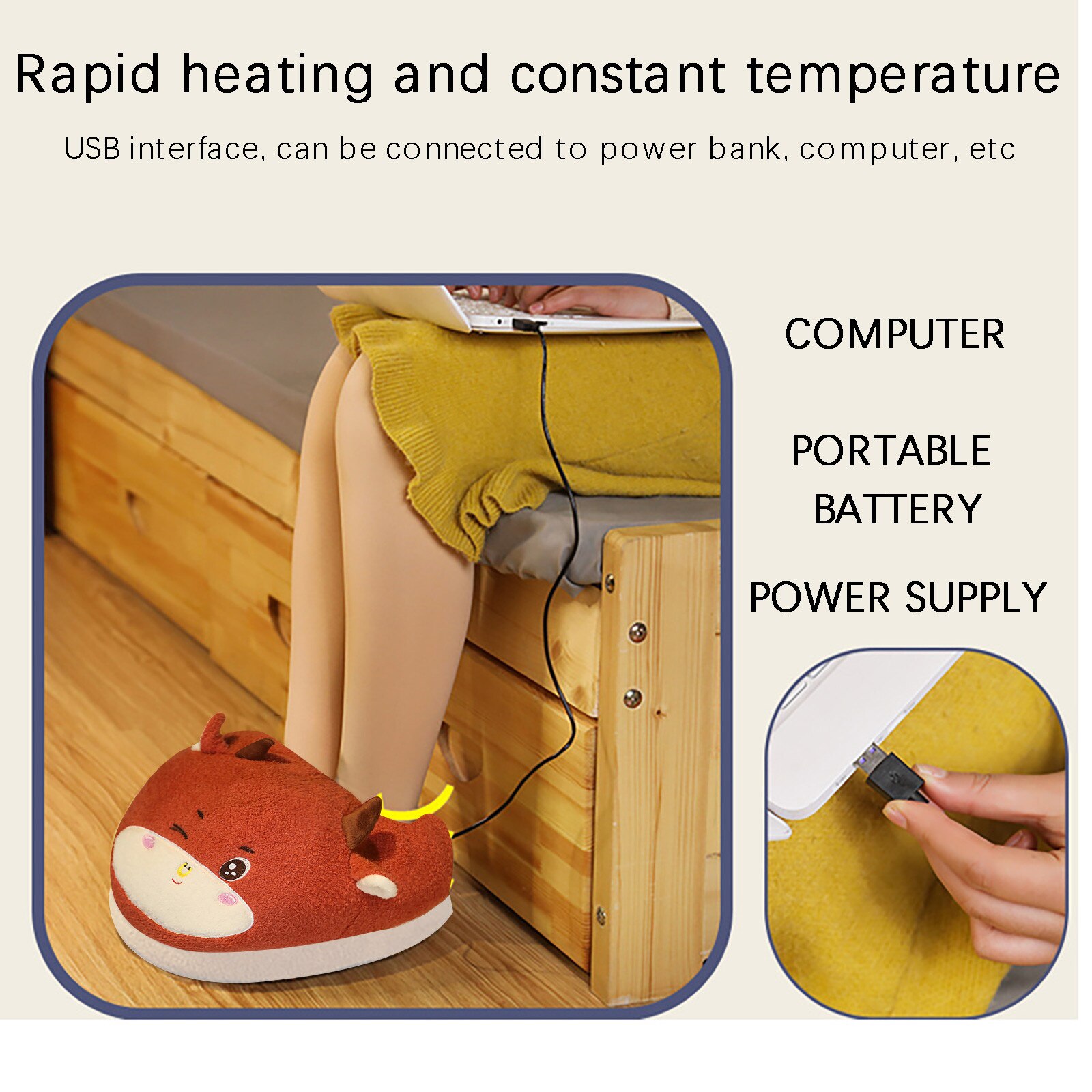 Usb Foot Warmer Electric Heating Pad Cute Flexible Heating Pad Heated Slippers Shoes Warm Hairy Cushion For Feet Грелка Для Ног