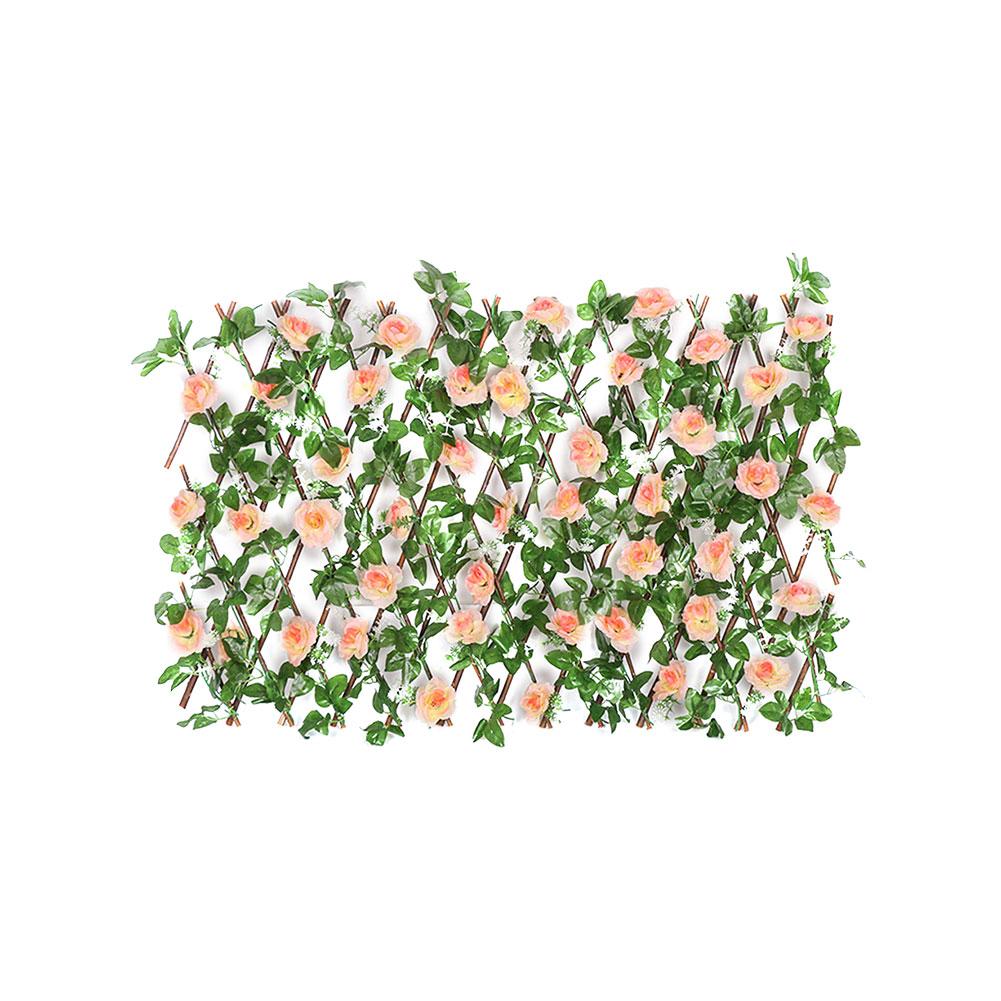 Udtrækkeligt havehegn kunstige kirsebærblomster hegn med blomster og blade privatliv barriere krans bryllup hegn indretning: B