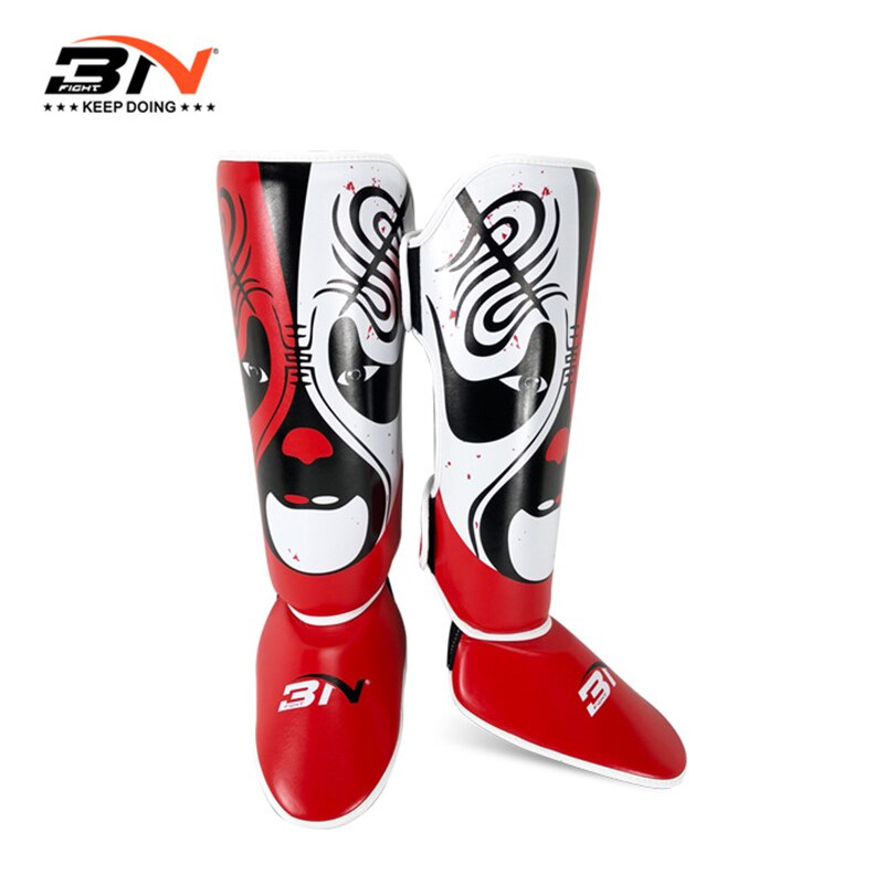 Chinese Opera Facial Makeup Boxing Shin Guards PU Ankle Protector MMA Muay Thai Kickbox Training Leg Warmers Sparring Shin Pads