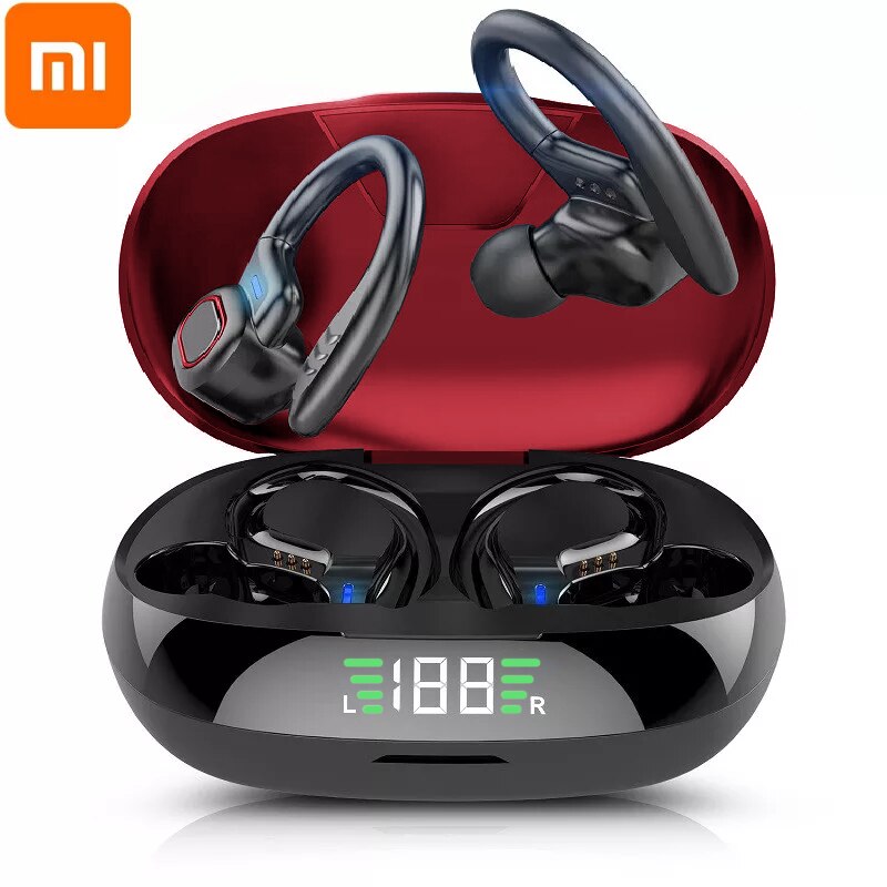Xiaomi nuovi auricolari Bluetooth TWS con microfono Sport gancio per l&#39;orecchio Display a LED cuffie Wireless cuffie Stereo HiFi impermeabili: Red