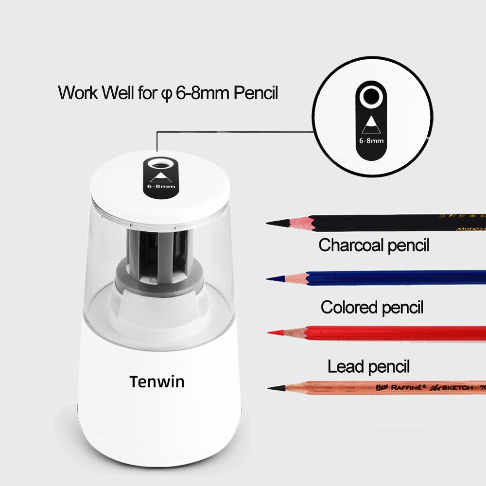 Tenwin Stationery Automatic Electric Pencil Sharpener USB Heavy Duty Mechanical with Container Battery for Kids Ten Win
