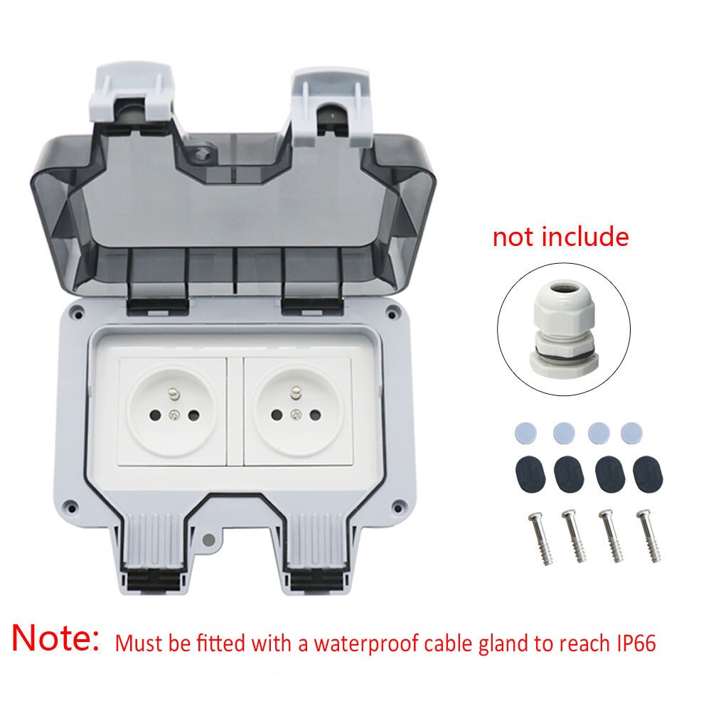 1Pc Frankrijk Fr Standaard IP66 16A AC250V Weerbestendige Waterdichte Outdoor Stopcontact Doos Stopcontact Voor Opladen Stapel