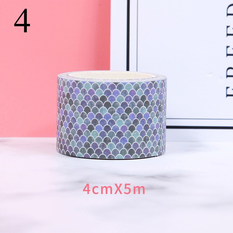 4cm * 5m lindo lunares de colores Washi Tape Kawaii gradiente sirena cinta adhesiva decorativa cinta adhesiva Scrapbooking papelería: 4