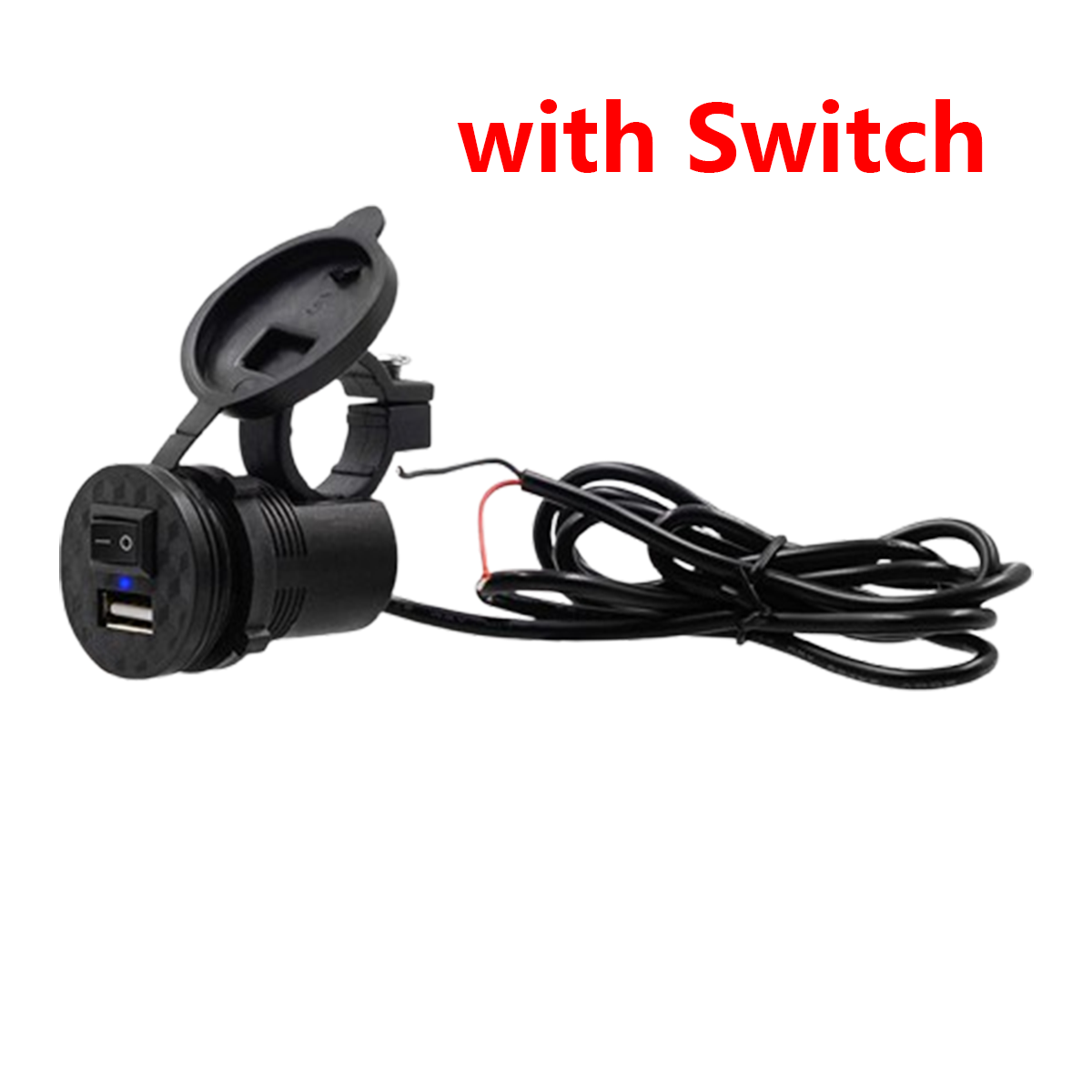5V 1.5a Enkele Poort Motorfiets Usb Oplader Met Switch 12V Waterdichte Auto Opladen Accessoires Voor Motor Ipad Mobiele Telefoon: Black