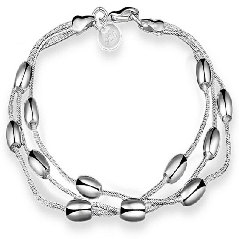 H236 925 zilveren armband, 925 zilveren sieraden Drie Lijn Gloss Bal Armband/azvajrca awjajnqa
