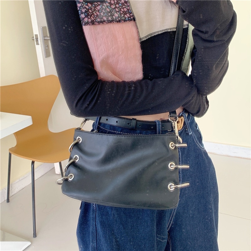 Women Small Shoulder Bags PU Leather Ladies Crossbody Bags Solid Color Cool Girls Circle Purse Handbags