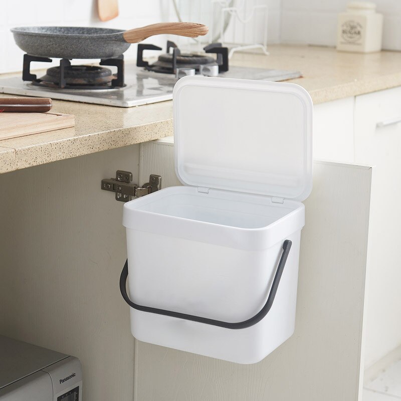 Kitchen Rubbish Bin Wall Mounted Trash Can Home Kitchen Cabinet Door Hanging Trash Garbage Bin Can Rubbish Container Trash Can