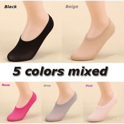 5pairs/lot Super elastic solid candy colors Invisible low boat socks for girls kids mother summer sock slippers one size fit all: Mix color