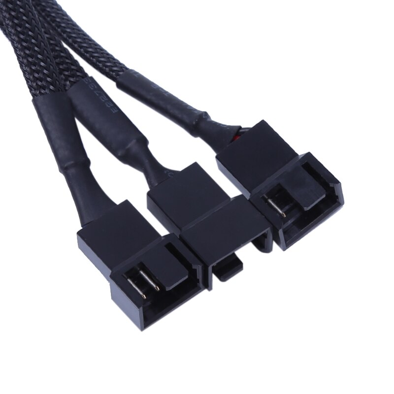 1PC 1 Zu 3 Weg Splitter Schwarz Ärmeln 4-Pin PWM Stecker Fan Verlängerung Kabel