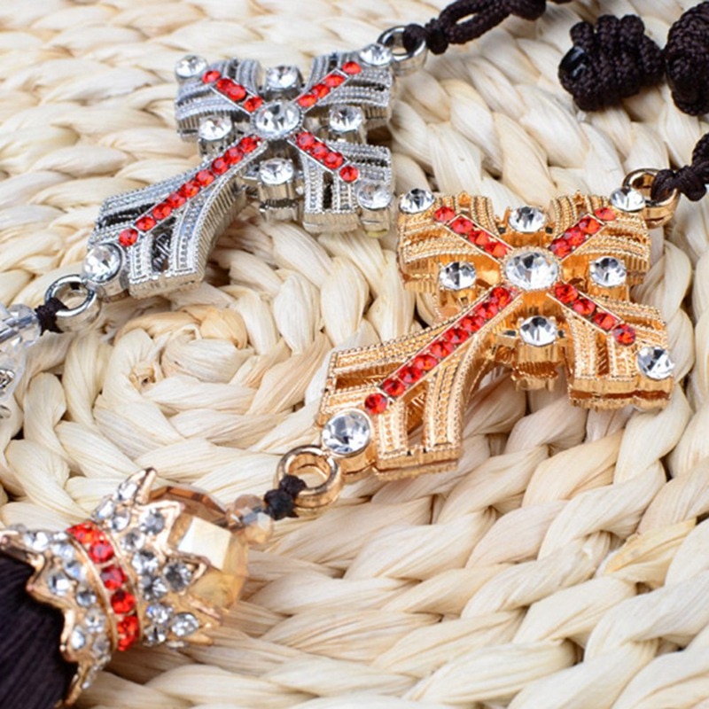 Car Pendant Crystal Diamond Cross Car Decoration Crucifix Automobile Rearview Mirror Decor Hanging Accessories