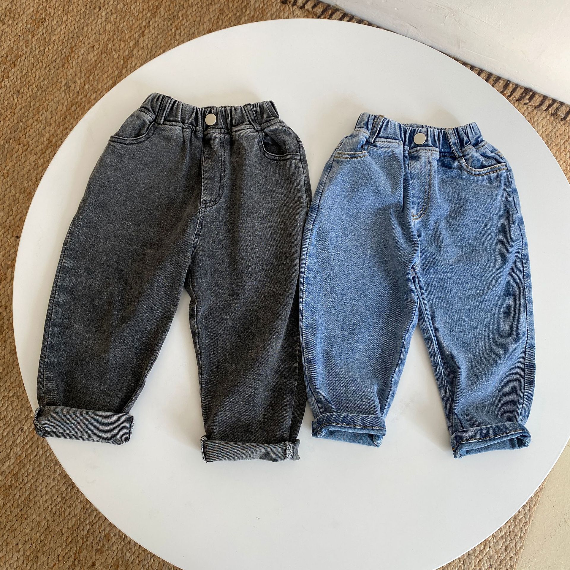 Jeans casual elastici in cotone primaverile per ragazzi e ragazze 2-6 anni pantaloni in denim per bambini all-match pantaloni per bambini