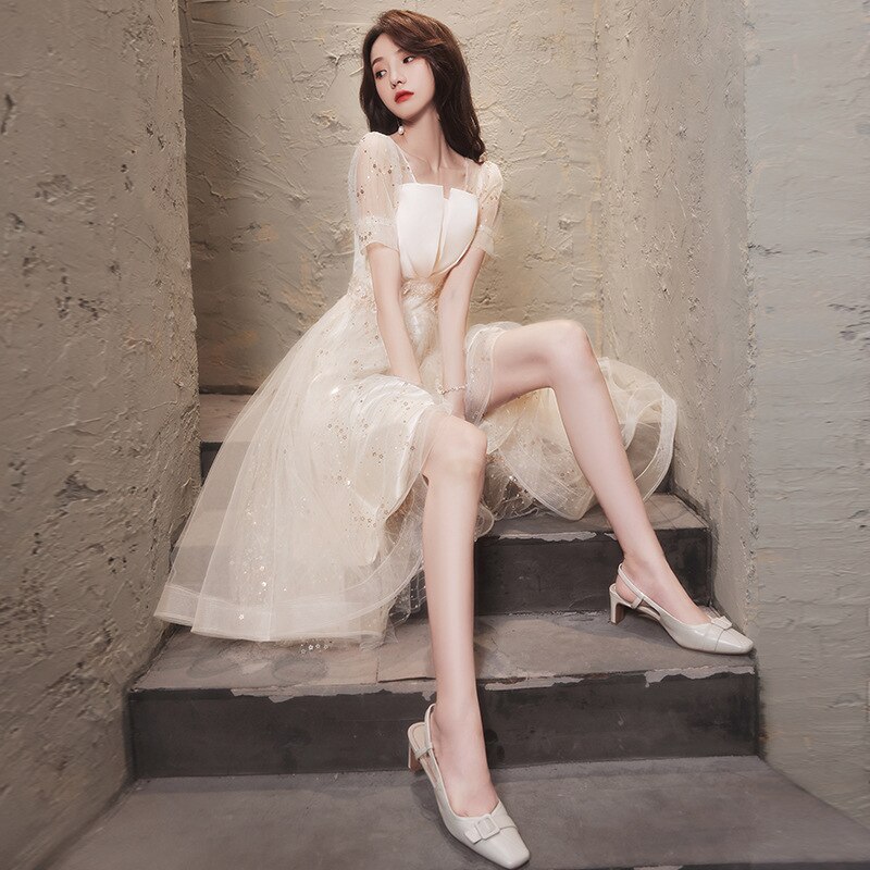 Black Retract Waist Formal Party Dress Sexy Lace Tulle Banquet Gown Square Neck Birthday Ball Gown Dress Robe De Soiree