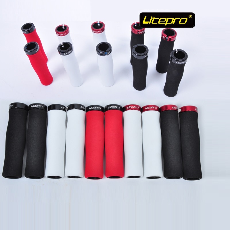Litepro 74g Fiets Grip Handvatten Eenzijdige Lock Ring Ultralight Spons Grip Voor Vouwfiets Road Fiets Mountainbike