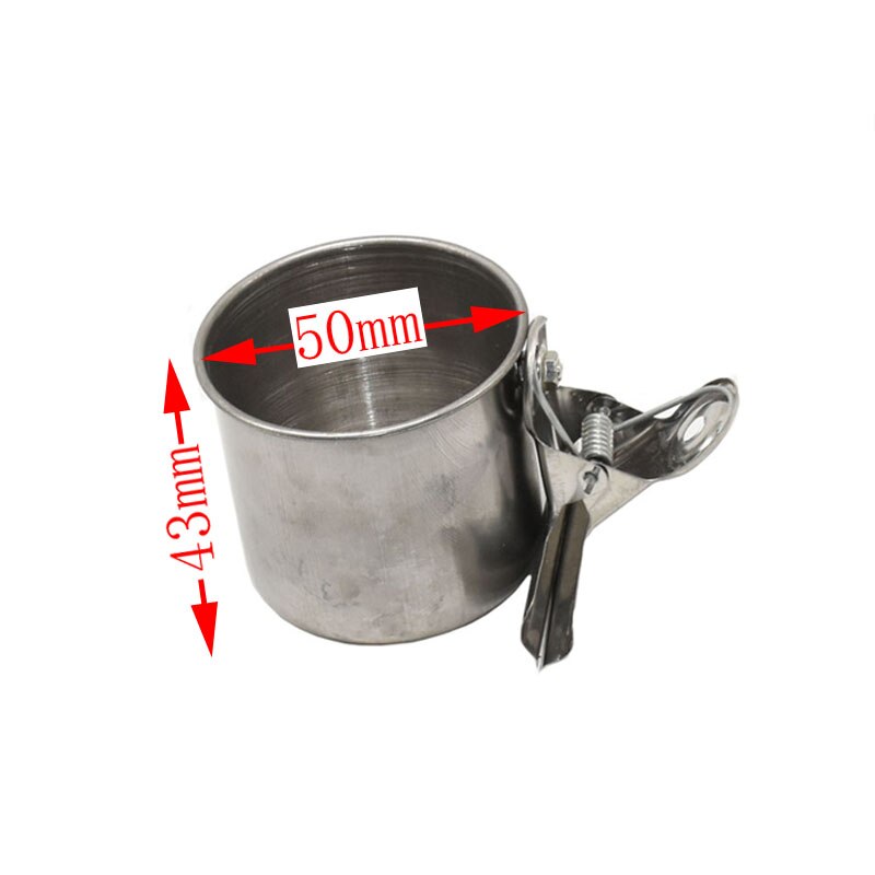 10 stk rustfritt stål matte vann paring fugl enkeltkopper med klips papegødu bur stativ fuglemater rekvisita  c42: 50mm