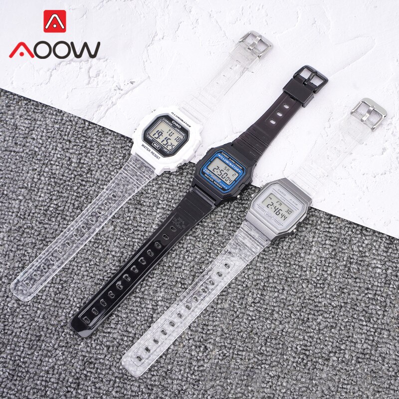 Gummi Sport Gurt für Casio F91W F-84 F-105 108 A158 A168 AE1200 AE1300 Männer Frauen Glänzend Wasserdichte Ersatz Uhr Band