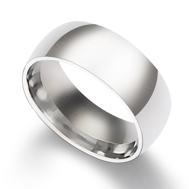 Auxauxme 8mm rustfrit stål skinnende poleret ring guld bryllup forlovelsesringe til mænd kvinder enkle smykker