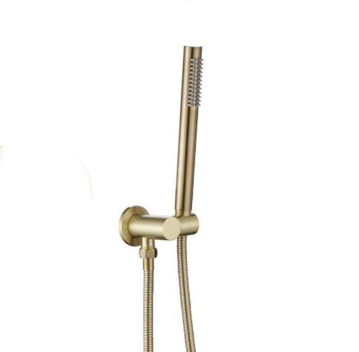 Cabezal de ducha manual de latón Oro pulido, soporte de latón y rociador manual de cobre, ahorro de MANGUERA DE AGUA de 1,5, BL0022: shower set