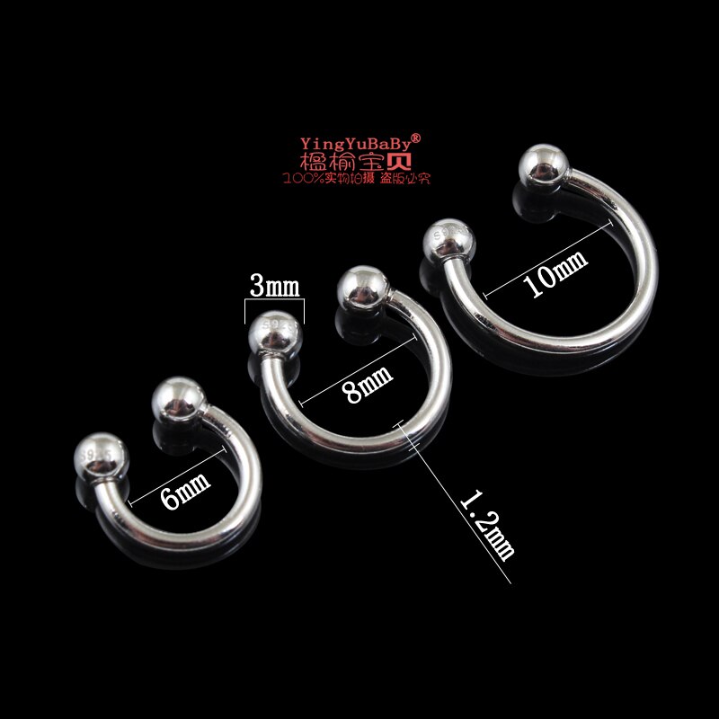 Nose ring real 925 sterling silver body jewelry s925 pure silver nipple ring man internal diameter 6 8 10 mm piercing jewelry