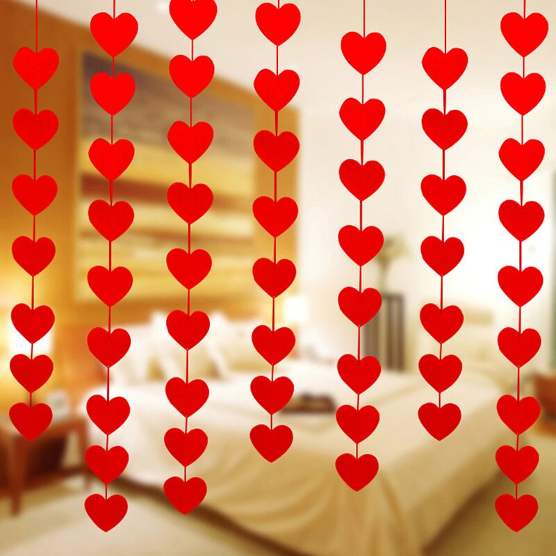 16 Hearts With Rope Romantic Wedding Decoration Marriage Room Layout DIY Garland Love Curtain Wedding Supplies