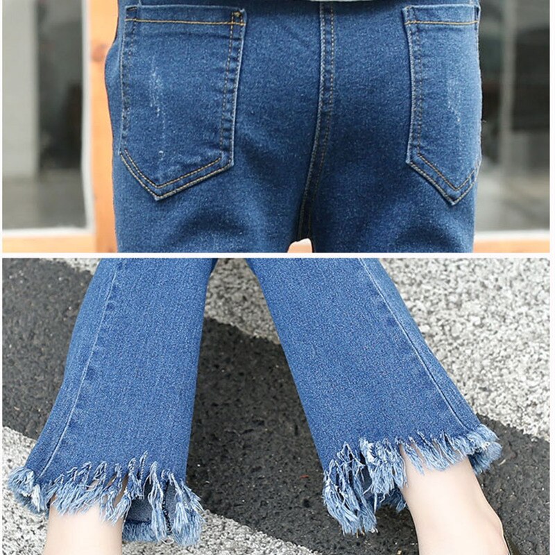 Piger jeans teenager piger denim bukser slanke skinny børn brede ben bomuld afslappet børn piger jeans 4 5 7 9 11 13 år gammel