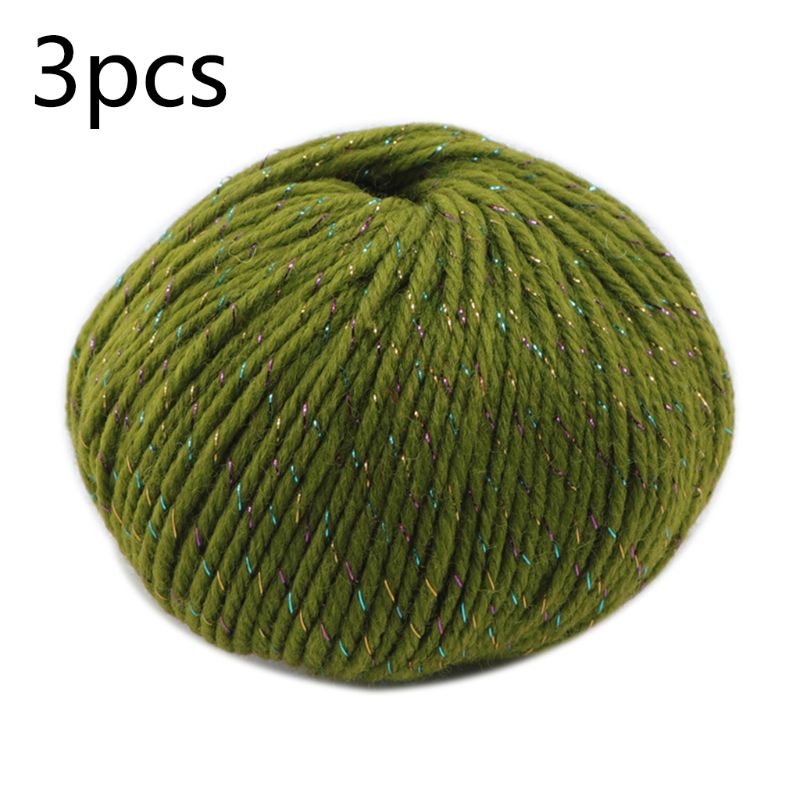 3 Roll 2 Strand Medium Thick Acrylic Fiber Hand Knitting Yarn Colorful Shiny Metallic Crochet Wool Thread for DIY Scarf: K
