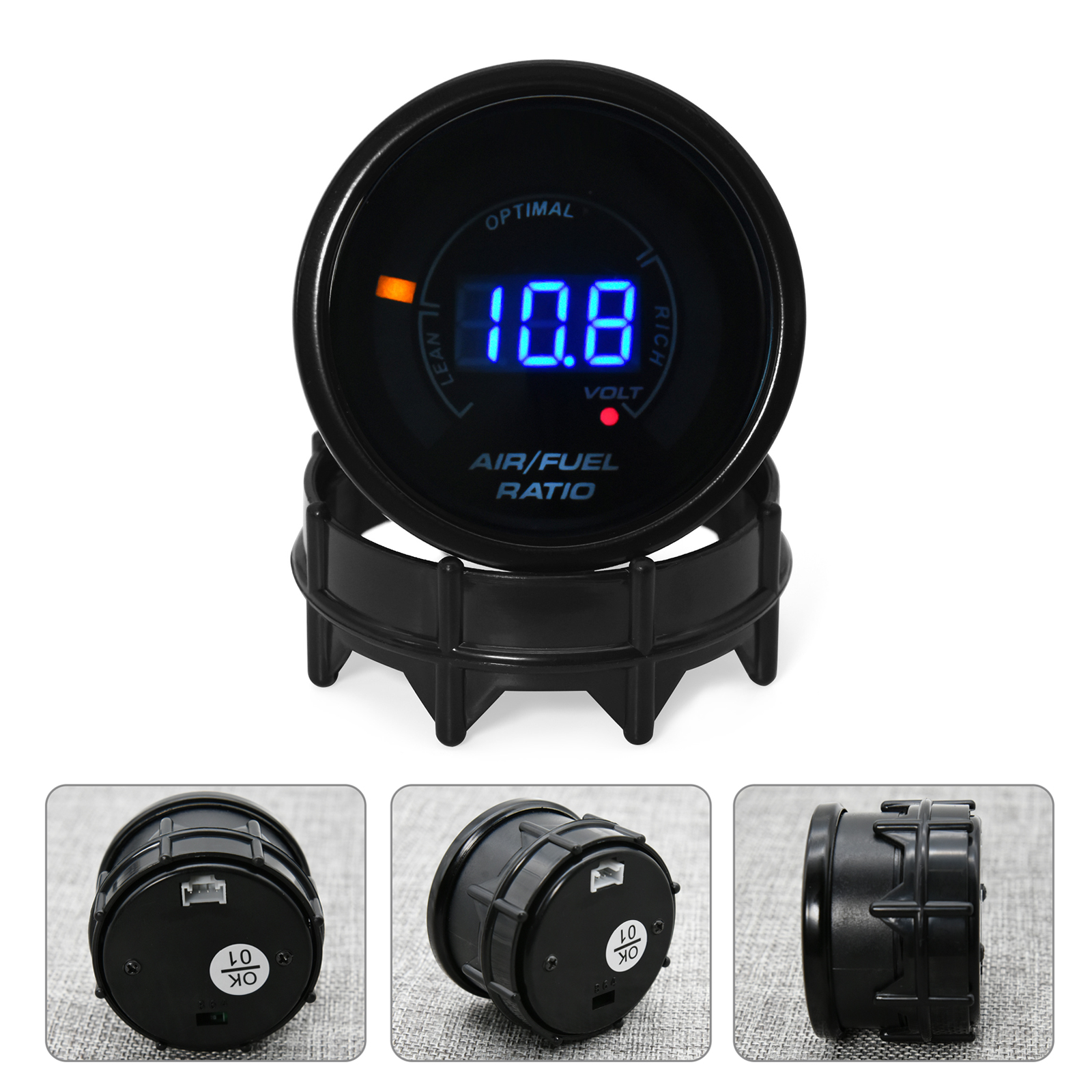 52mm Digital Car AFR Gauge 2 in 1 AFR Gauge Voltmeter Racing Gauge Air Fuel Ratio Gauge Narrowband for 12V Car Volt Meter