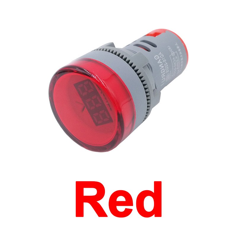 Ad16 22mm ac 50-600v volt voltmeter indikator signallys ledet digital vise rød gul grønn hvit blå: Rød