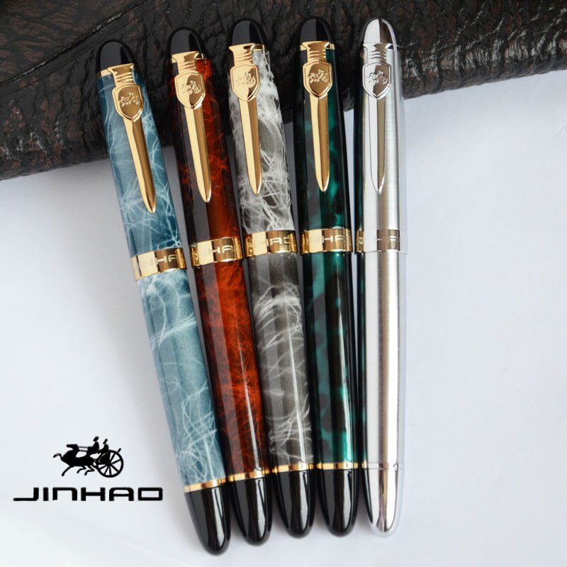 Reservoarpenna 0.7mm bred spets 18 kgp jinhao  x450a lyxgrå marmorerad kontor blå brun silvergrön 5 färger selektiv bäst