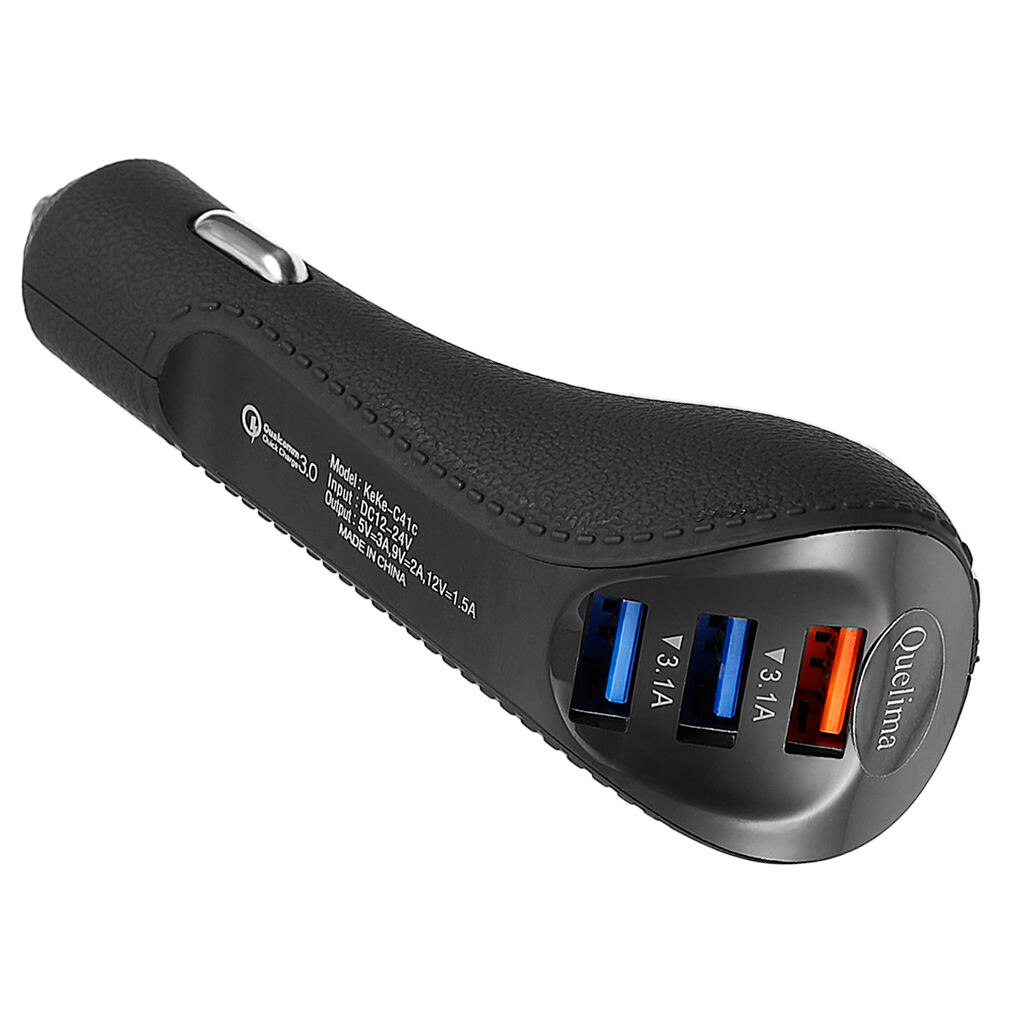 3 Port USB Car Fast Charger Car Power Universal Adapter QC3.0 Black