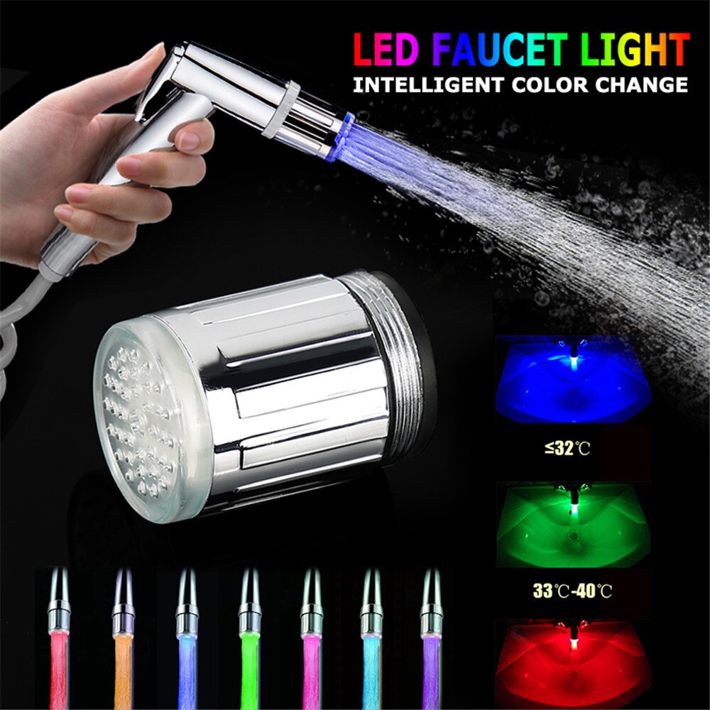 Water Taps Faucet Intelligent Temperature Control Colorful Changing RGB Shower Taps Head No Baterry Supply grifo cocina