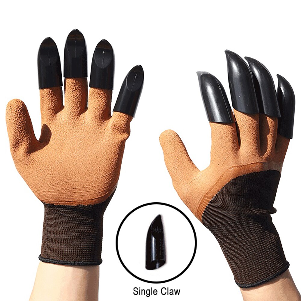 Guantes de jardín con garras de plástico ABS, manoplas de goma duraderas e impermeables para jardinería y jardín al aire libre: Brown 8 Single Claw